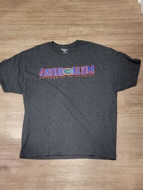 Champion Men's Dark Gray 'Gator Alum' Graphic Tee with Orange & Blue Logo